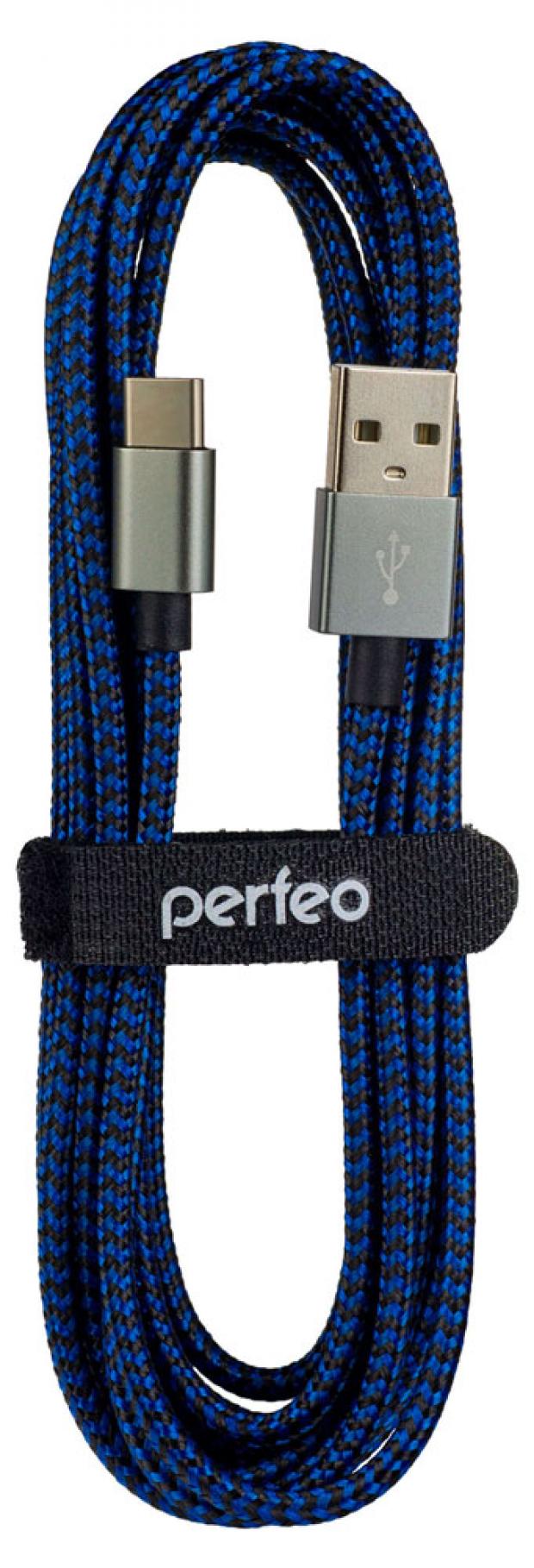 

Кабель USB 2,0 - Type-C Perfeo черно-синий, 3 м