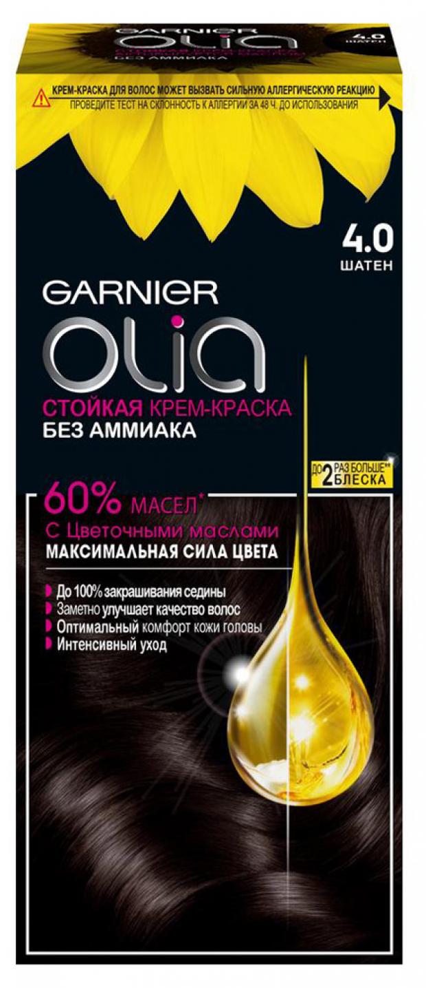 цена Краска-крем для волос Garnier Olia шатен тон 4.0, 112 мл