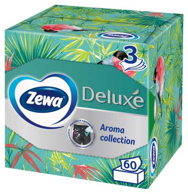 Салфетки Бумажные косметические ароматизированные Zewa Deluxe Арома, 3 слоя, 60 шт