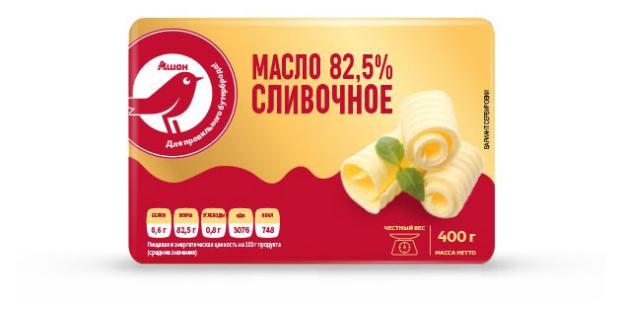 

Масло сливочное АШАН Красная птица 82,5%, 400 г