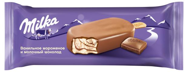 Мороженое Эскимо Milka Ванильное в молочном шоколаде, 90 мл