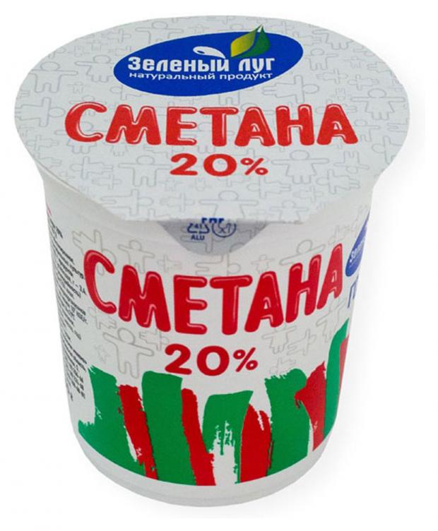 Сметана Зеленый луг 20% БЗМЖ, 350 г