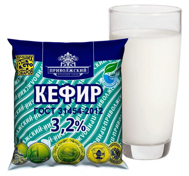 Кефир Молочный завод Приволжский 3,2% БЗМЖ, 450 мл