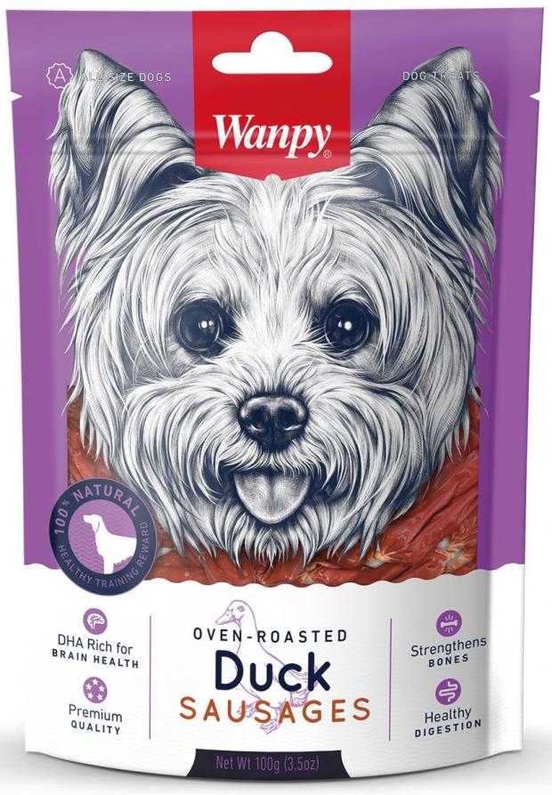 Лакомство для собак Wanpy Dog сосиски из утки, 100 г