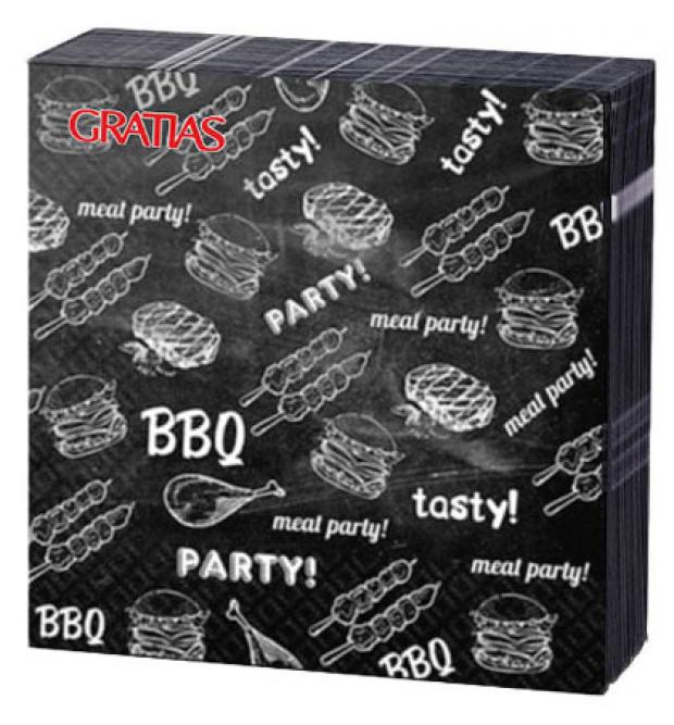 

Салфетки бумажные 3-слойные Gratias BBQ Party, 20 шт