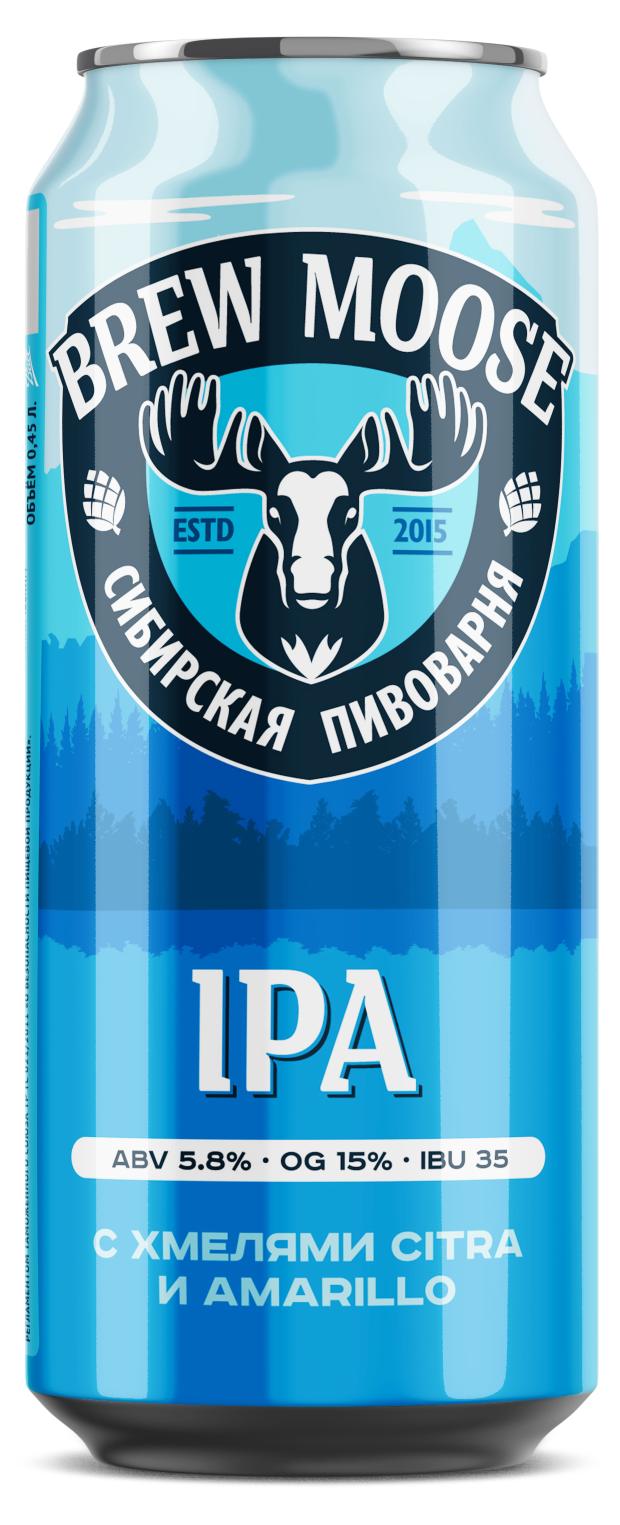 Пиво BrewMoose ipa светлое нефильтрованное 5,8%, 440 мл