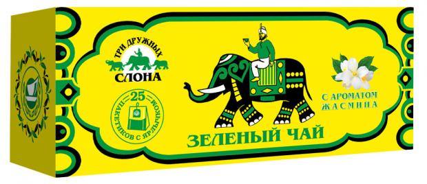 

Чай зеленый «Три Дружных Слона» жасмин, 25x2 г