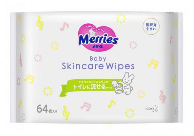 

Влажные салфетки детские Merries Flushable запасной блок, 64 шт