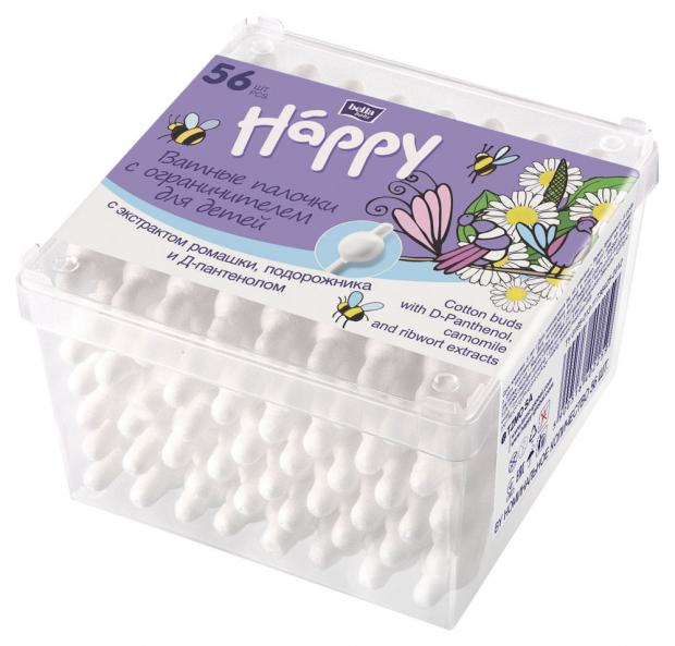 

Ватные палочки для детей Bella Baby Happy с экстрактом ромашки и подорожника, 56 шт