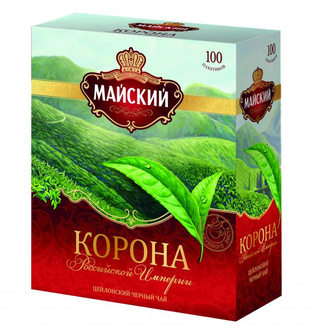 Чай черный Майский Корона Российской Империи в пакетиках, 100х2 г