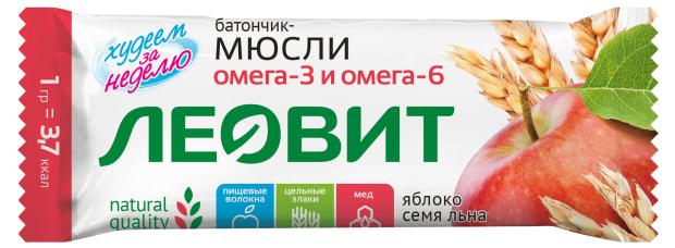 Батончик мюсли ЛЕОВИТ с яблоком и семя льна 30 г 36₽