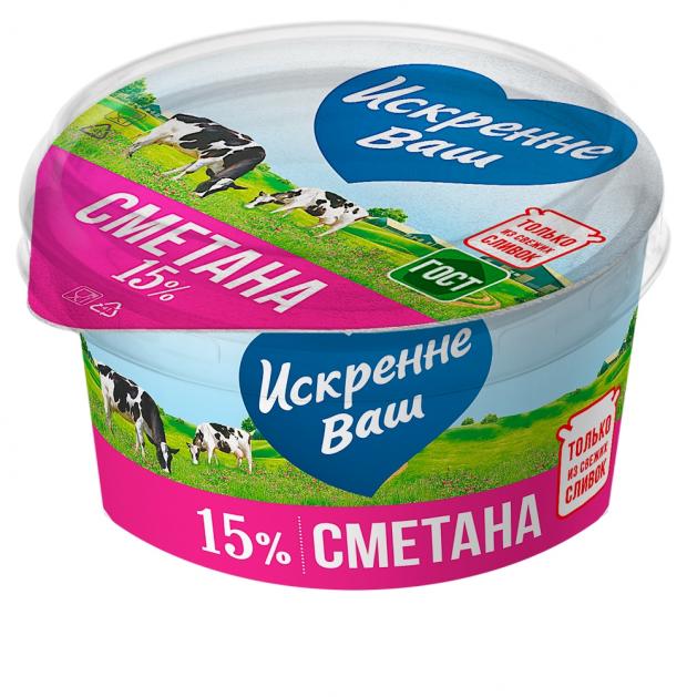 

Сметана Искренне Ваш 15%, 180 г