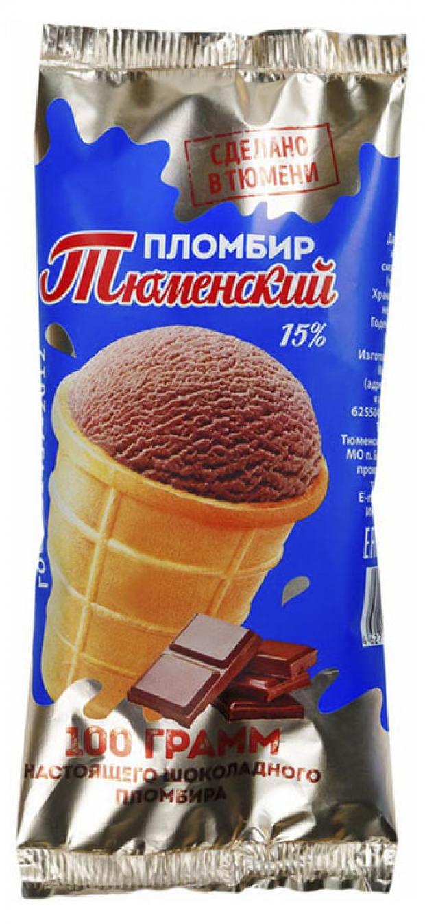 Мороженое пломбир Тюменский пломбир Шоколадный в вафельном стаканчике 15%, 80 г