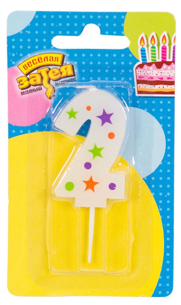 

Свеча Веселая затея цифра 2 Звезды, 5 см