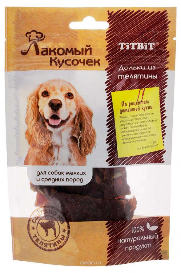 

Лакомство для собак TiTBiT дольки из телятины, 60 г