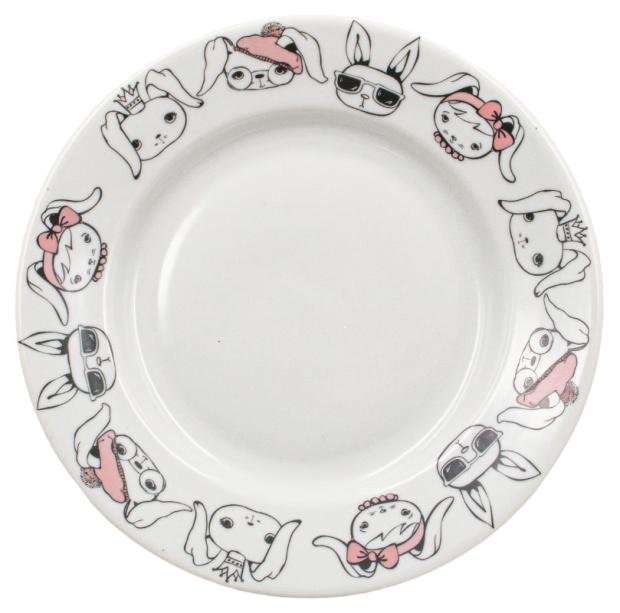 

Тарелка Дулевский фарфор Зайцы бортовые гладкий край фарфор, 200 мм
