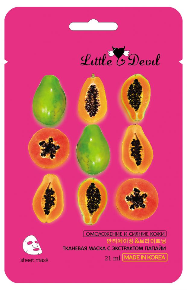 

Маска для лица Little Devil Антивозрастная с экстрактом папайи тканевая, 21 г