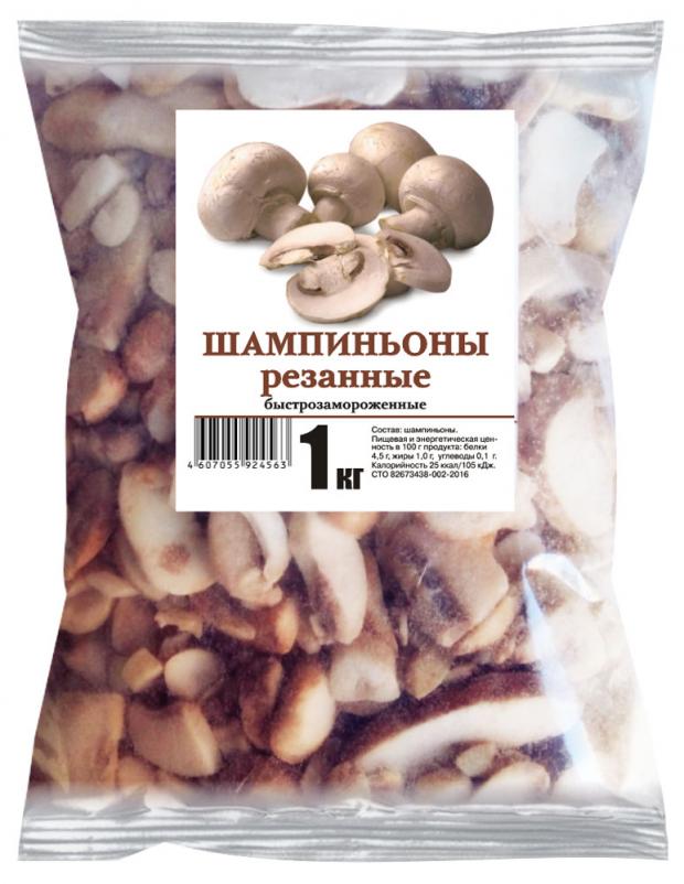 Шампиньоны Русское приволье резаные замороженные, 1 кг