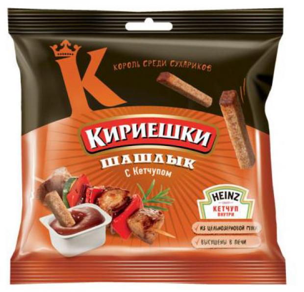 

Сухарики ржано-пшеничные «Кириешки» со вкусом шашлыка с кетчуп Heinz, 85 г