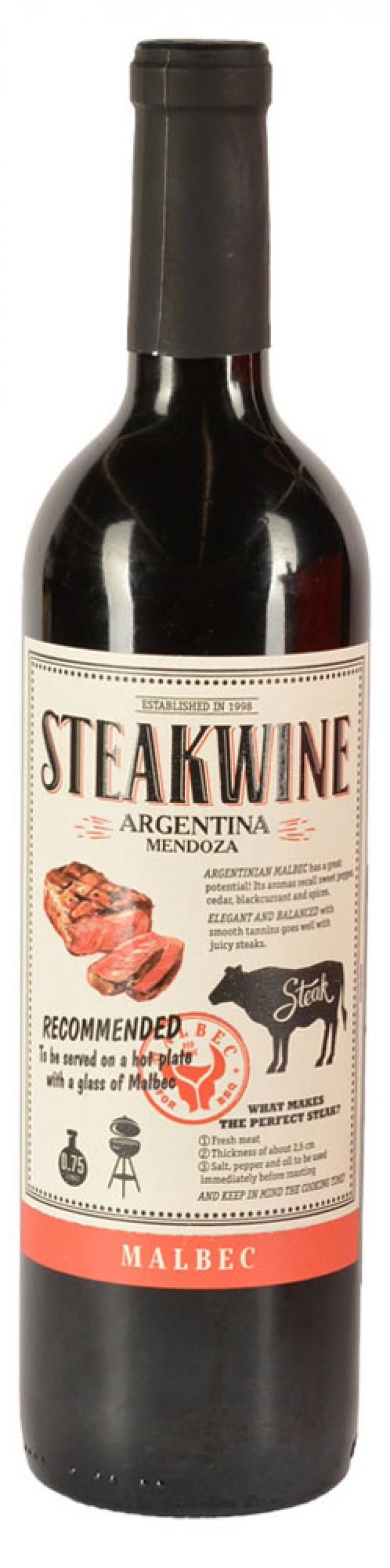 Вино Steakwine Malbec красное полусухое Аргентина, 0,75 л вино stobi македонское красное полусухое македония 1 л