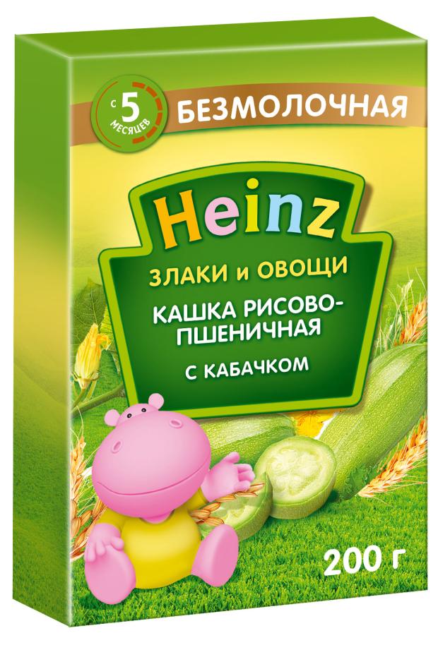 Каша безмолочная Heinz Злаки и овощи рисово-пшеничная с кабачком с 5 мес., 200 г