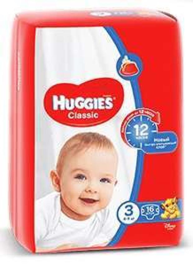 Подгузники Huggies Classic 3 размер 4-9 кг, 16 шт