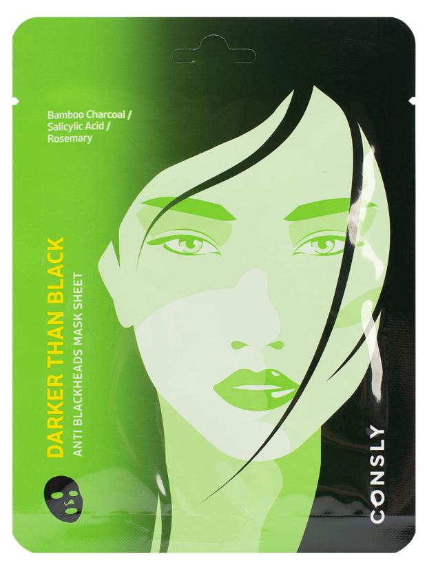 

Маска для лица CONSLY Darker Than Black Anti Blackheads Mask Sheet против черных точек тканевая, 25 мл