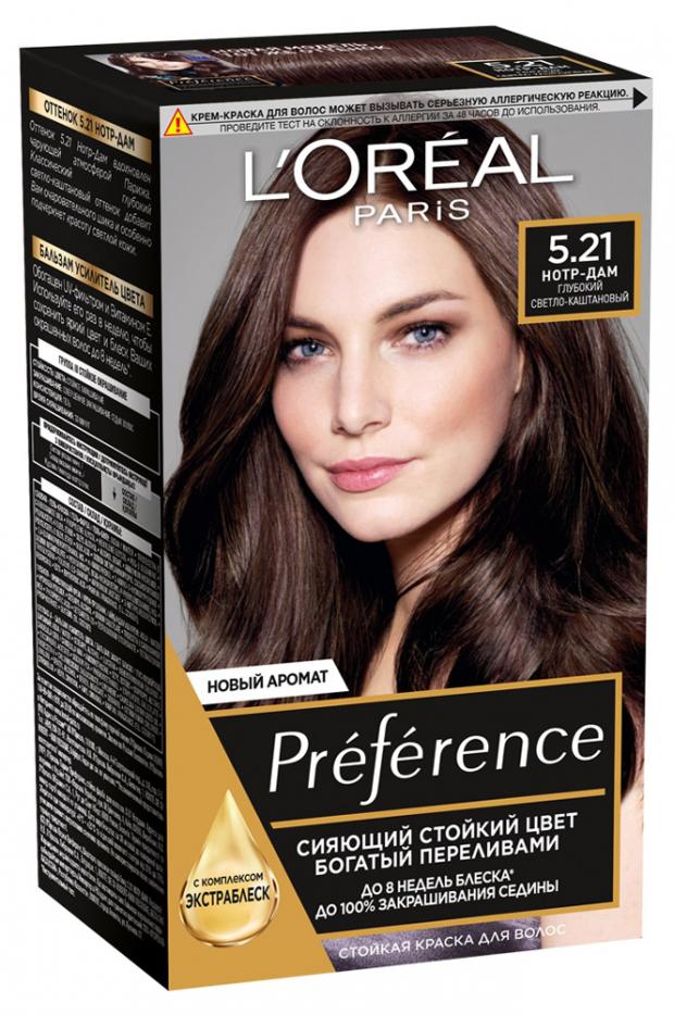 Краска для волос L'Oreal Paris Preference глубокий светло-каштановый тон 5.21, 174 мл