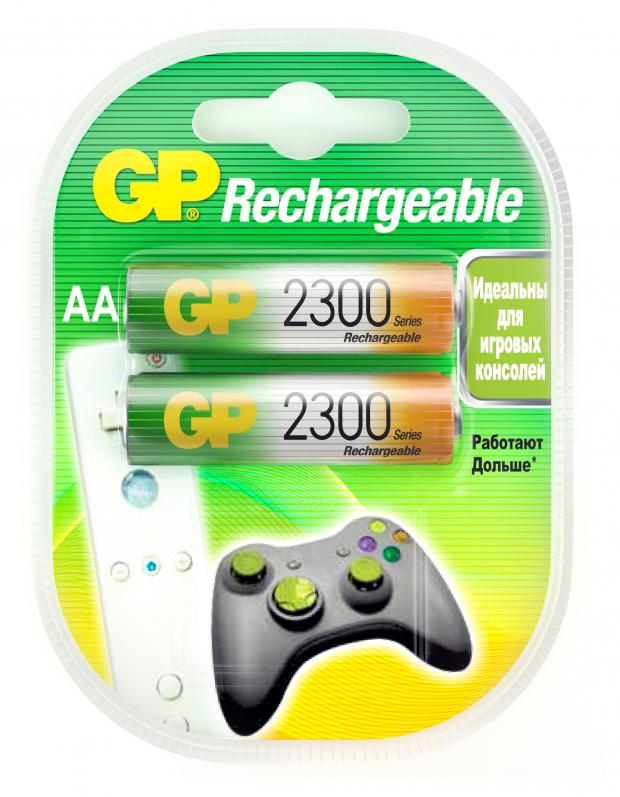 Батарейка аккумуляторная GP Rechargeable 2300 мАч AA, 2 шт