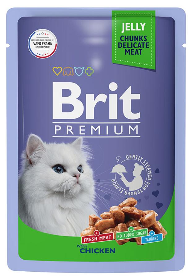 Корм для кошек Brit Premium куриное филе в желе, 85 г