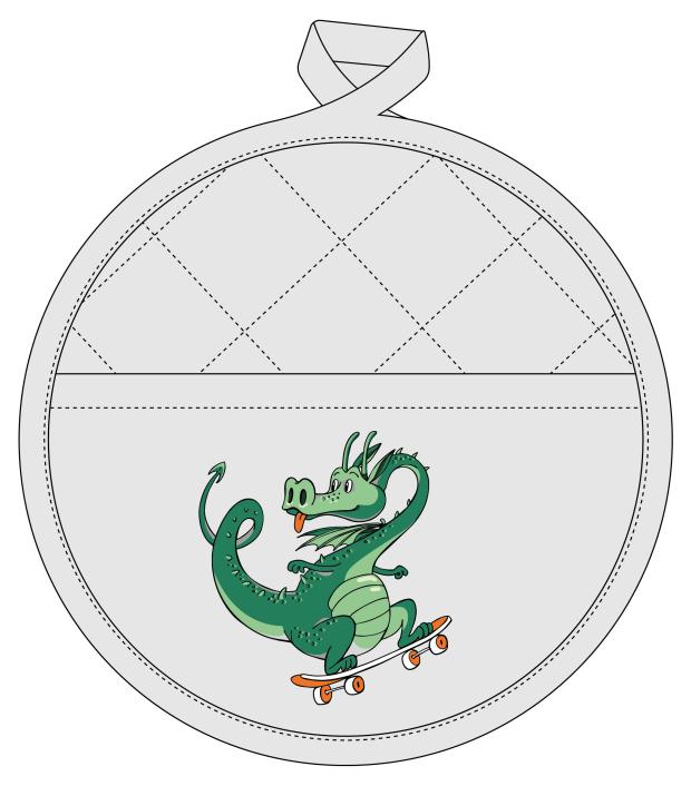 

Прихватка NAT Дракон на скейте с кармашком, 18х18 см