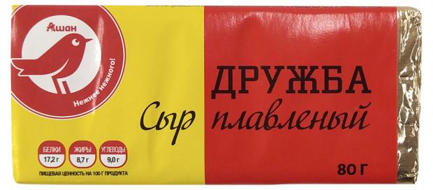 

Сыр плавленый АШАН Дружба 30%, 80 г