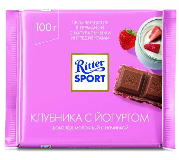 Шоколад Ritter Sport молочный клубника с йогуртом, 100 г