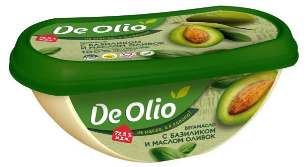 Крем на растительных маслах De Olio Базилик и масло оливок 72,5%, 220 г