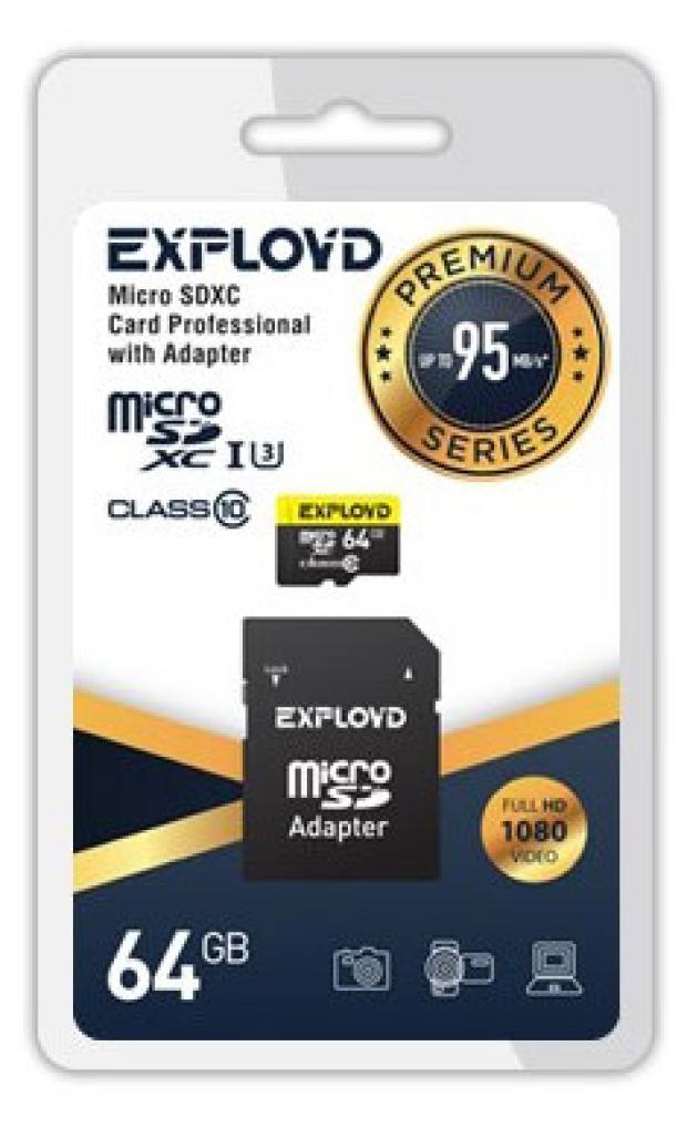 Карта памяти Exployd MicroSDXC 64Gb class 10