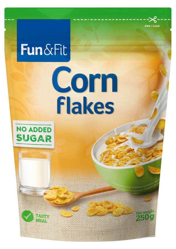 Хлопья кукурузные Fun&Fit Corn flakes, 250 г