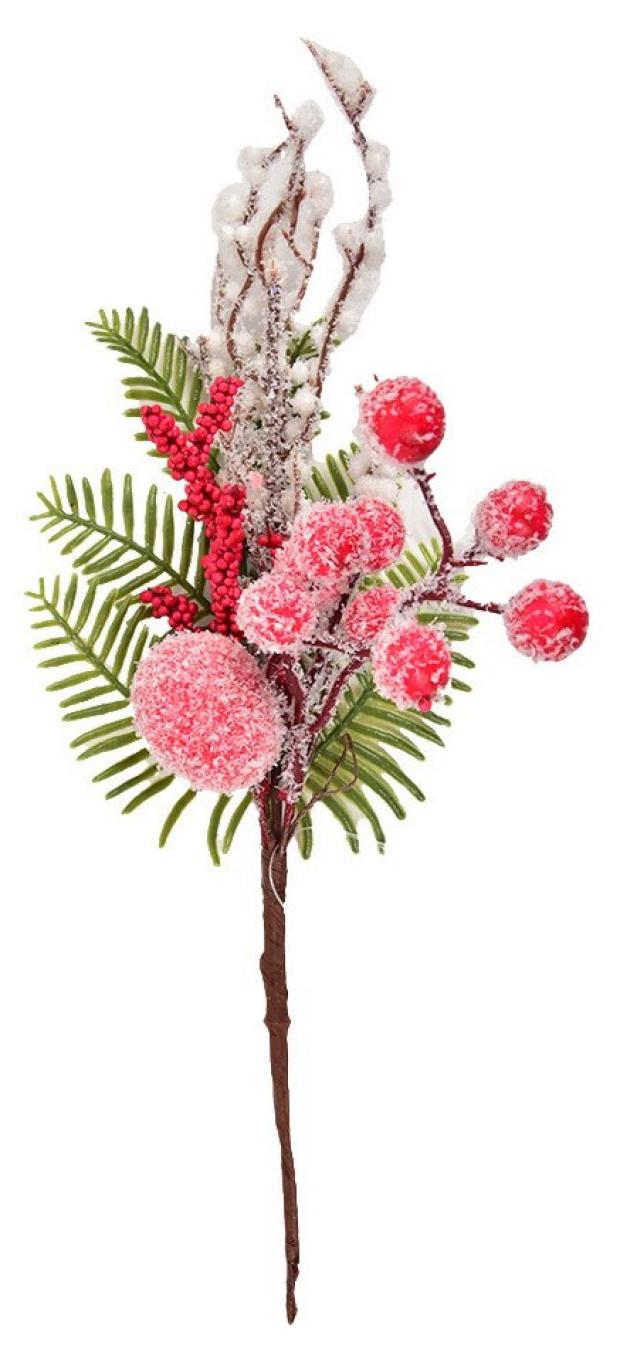 

Декоративная ветка с ягодами и шишками, 26 см