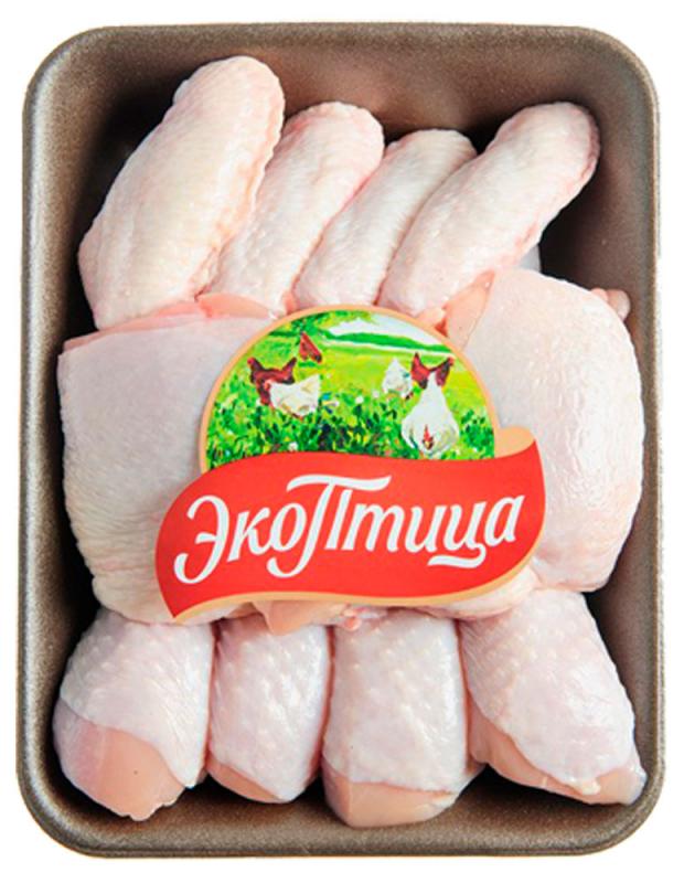 Ассорти из мяса птицы ЭКОПТИЦА бедро с кожей голень крыло охлажденное (0,8-1 кг), 1 упаковка 1 кг
