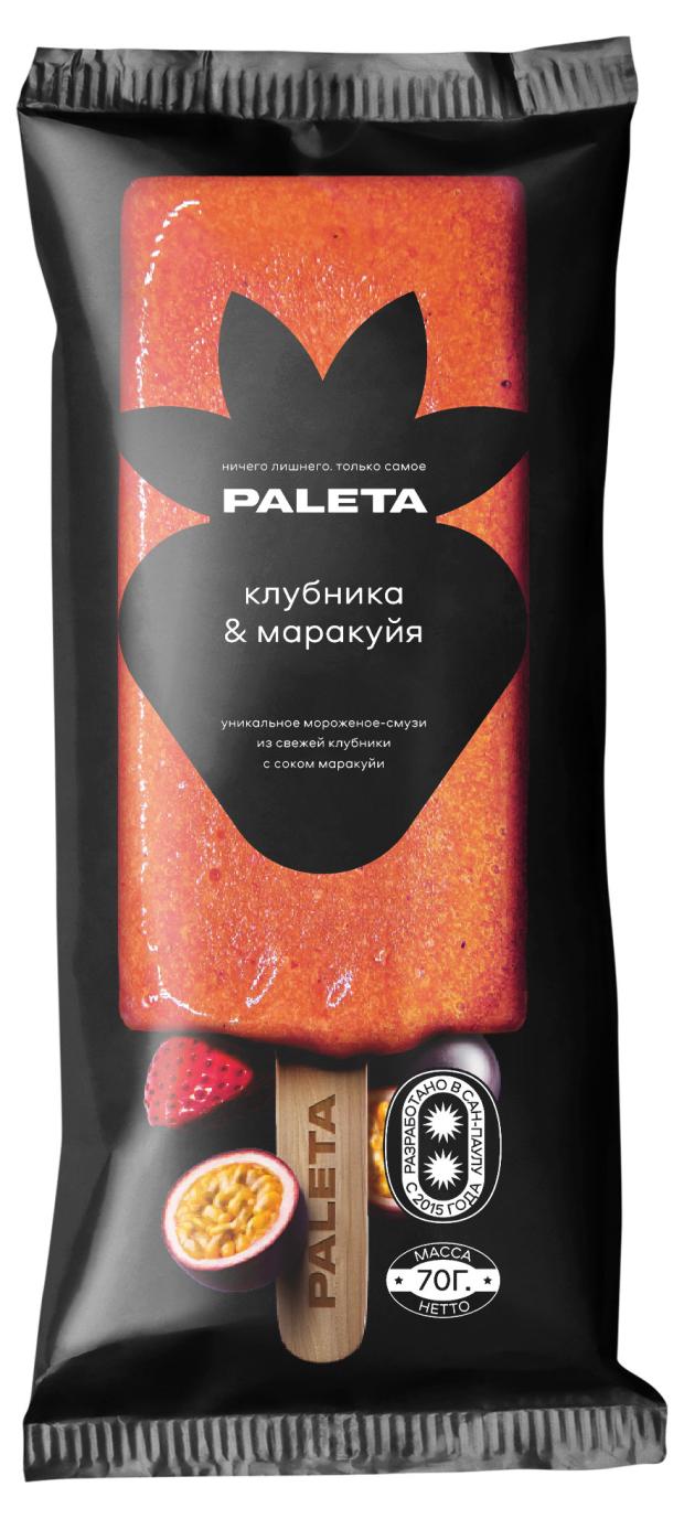 мороженое смузи paleta испанская клубника и маракуйя 70 г Мороженое смузиPaleta Испанская клубника с маракуйей замороженный, 70 г