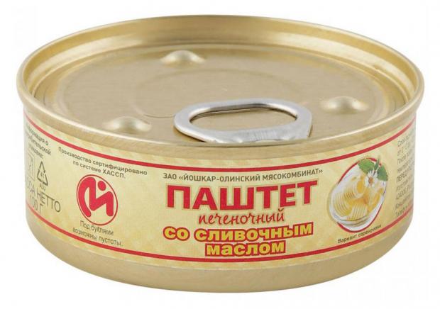 Паштет Йошкар-Олинский Мясокомбинат печеночный со сливочным маслом, 100 г