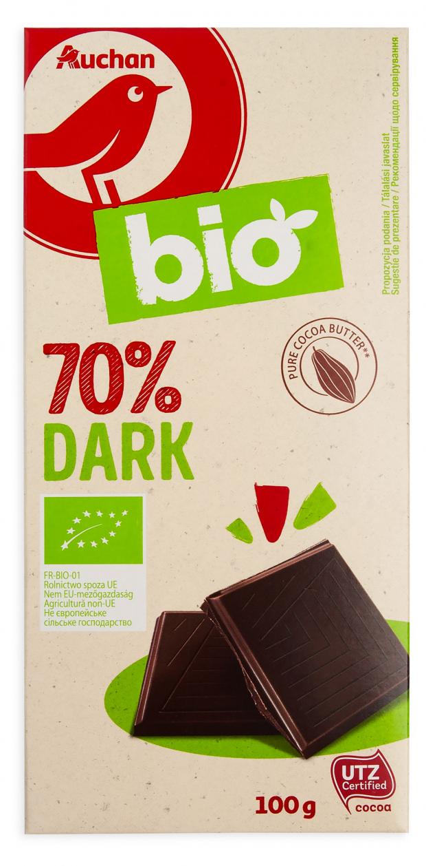 Шоколад горький АШАН 70%, 100 г