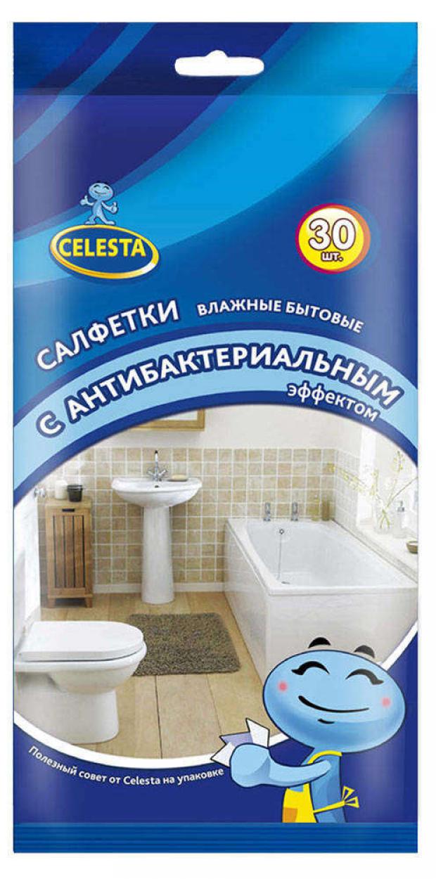

Влажные салфетки бытовые Celesta антибактериальные, 30 шт
