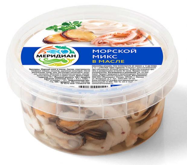 

Морской Микс «Меридиан» в масле, 180 г