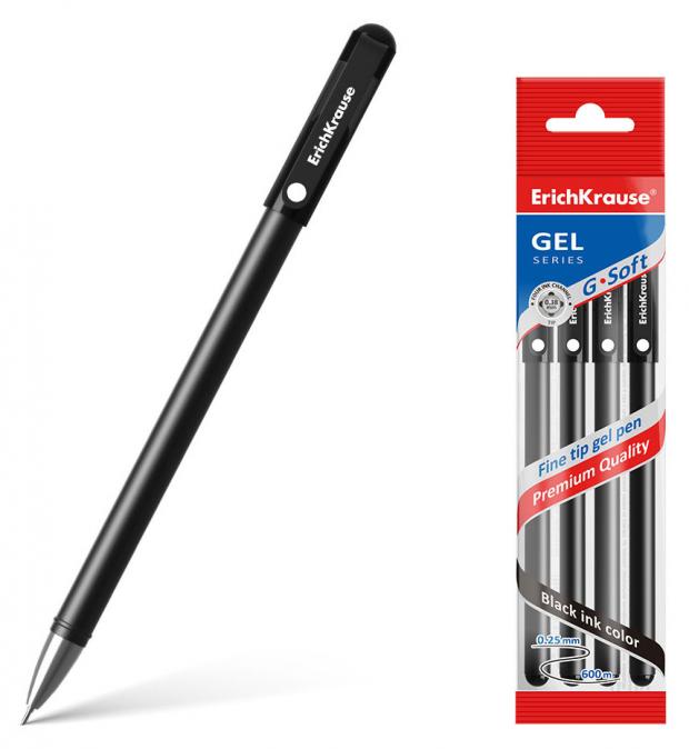 

Ручка гелевая ErichKrause G-Soft черная, 4 шт