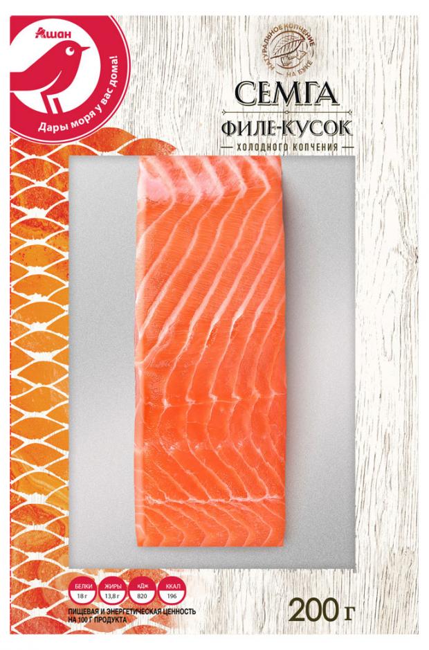 

Семга холодного копчения АШАН филе-кусок, 200 г