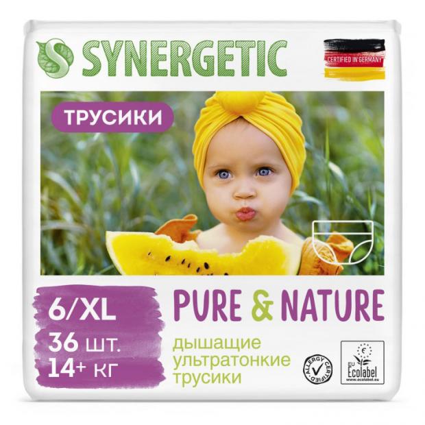 фото Подгузники-трусики synergetic pure&amp;nature 6 xl (14+ кг), 36 шт