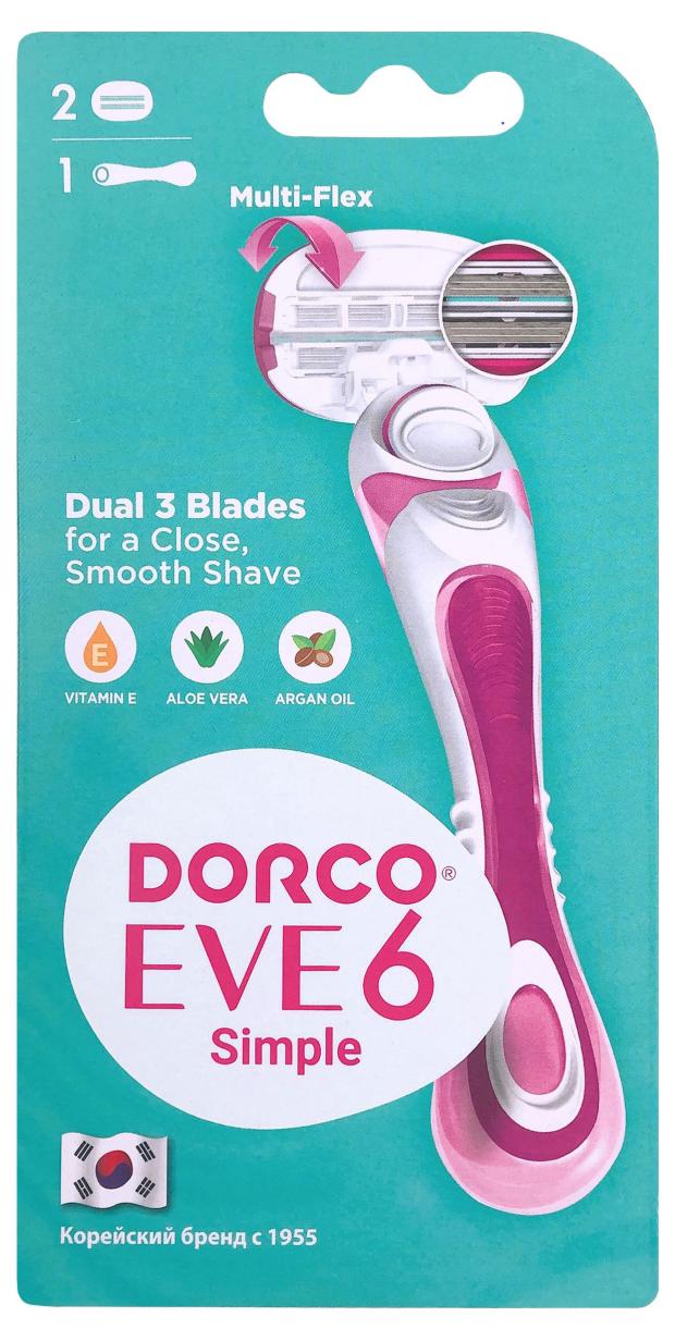 

Станок бритвенный женский Dorco Eve 6 Simple LSXA1002 3+3 лезвий, 1 станок + 2 сменные кассеты