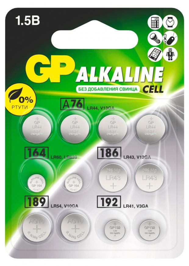 Набор батареек GP Alkaline ACM01-CR12 набор алкалиновых дисковых батареек gp batteries acm01 типы а76 164 186 189