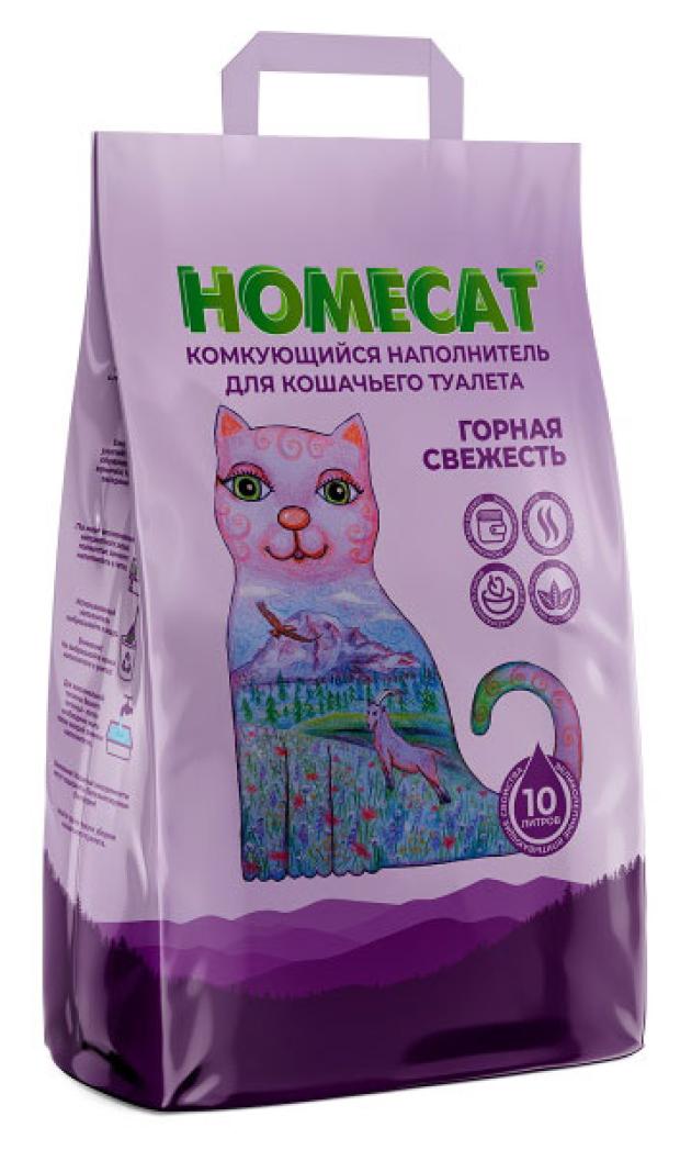 Наполнитель для кошачьих туалетов HOMECAT горная свежесть комкующийся, 10 л