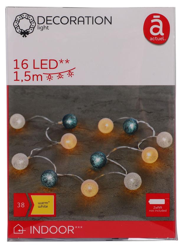 

Электрогирлянда Actuel на батарейках 16 LED, 1,8 м